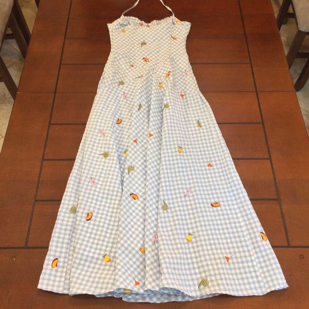 AQUA x Lisa Says Gah Gingham Maxi Dress embroidered xs - Picture 6 of 8